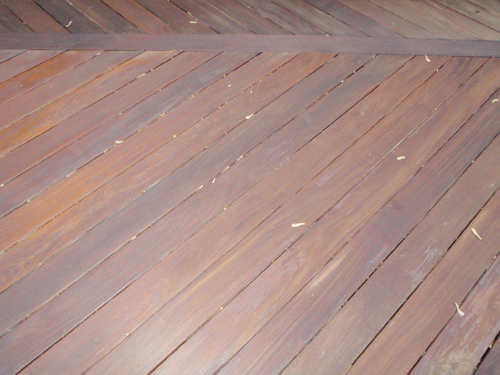 Close up of deck before staining.